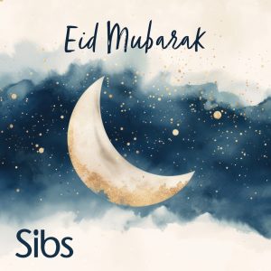 Illustration of crescent moon against the night sky