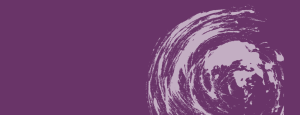 A light purple artistic swirl on a dark purple background