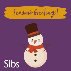 Xmas card: Happy snowman on purple background