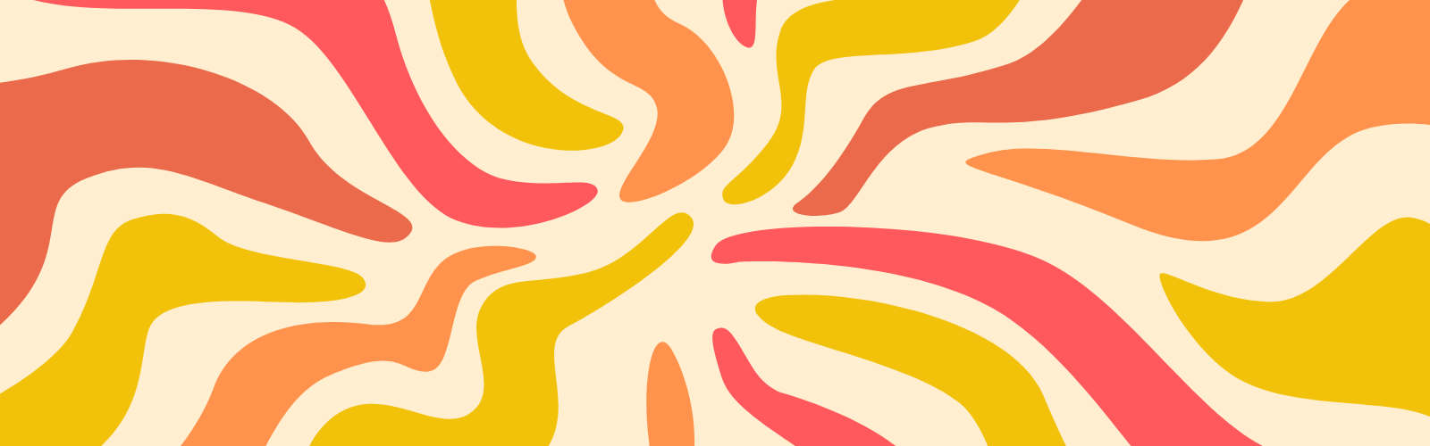 Wavey orange, yellow and red lines against a pale yellow background