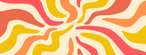 Wavey orange, yellow and red lines against a pale yellow background