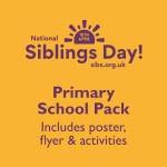 Yellow background, Purple text 'primary school pack'