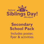 Yellow background, Purple text 'secondary school pack'